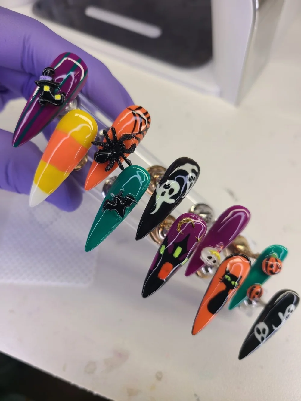 Size(S)-Halloween Nail Art Set - Multi-Color Decorative Press-Ons